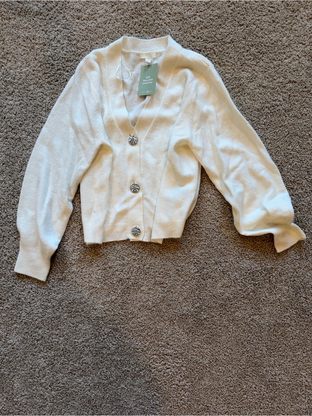 H&M Cream V-Neck Button Cardigan